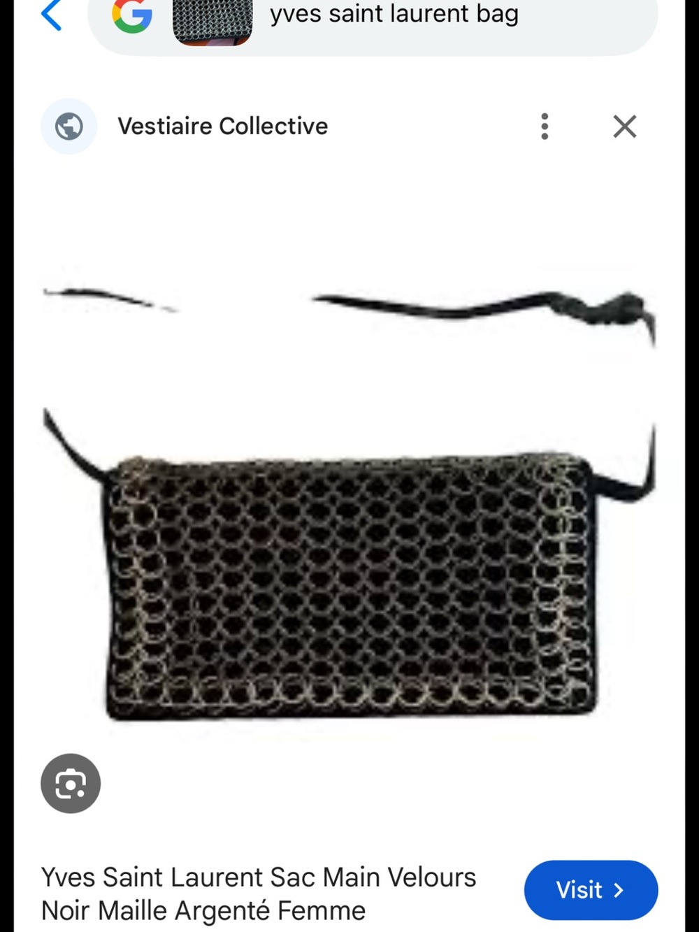 Yves Saint Laurent Black Crossbody with Silver Chainmail Overlay